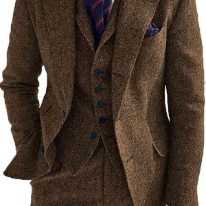 Brown Herringbone Suit new